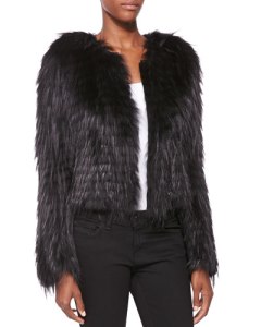 Burberry London - Collarless Fox Fur Jacket, Black