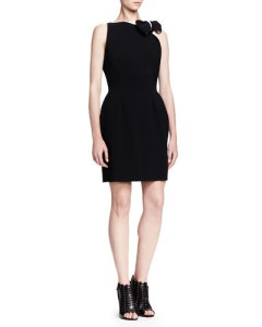 Lanvin - Sleeveless Bicolor Bow-Neck Dress, Black